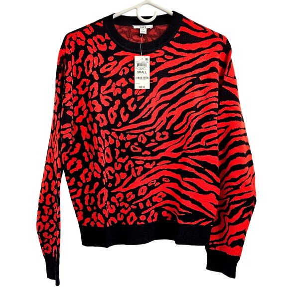 Bar lll Women's Zebra Leopard Animal Print Jacquard Mob-Wife Sweater Size Small - Picture 3 of 8